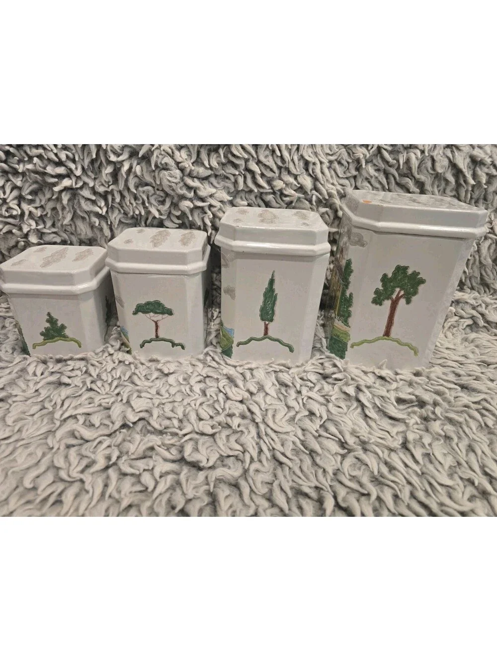 Italian Pottery Canister Set of 4 Hand Painted Tuscan